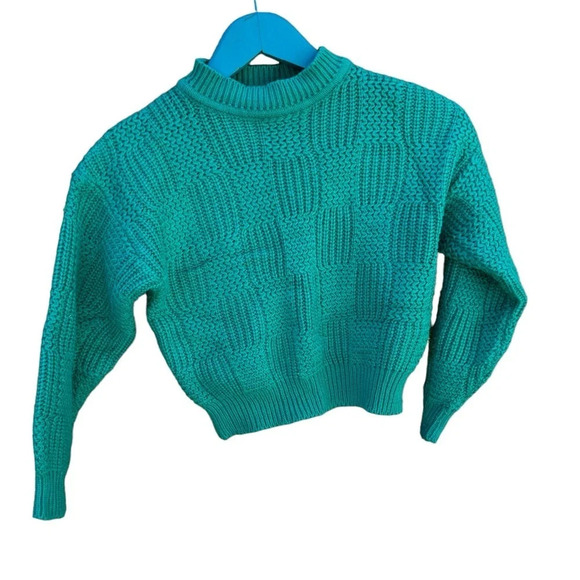 Vintage Credential teal boys crew neck sweater size 7 - Picture 3 of 3